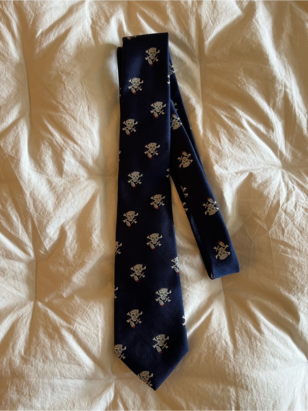 Psycho Bunny Navy Skull Golf 100% Silk Tie